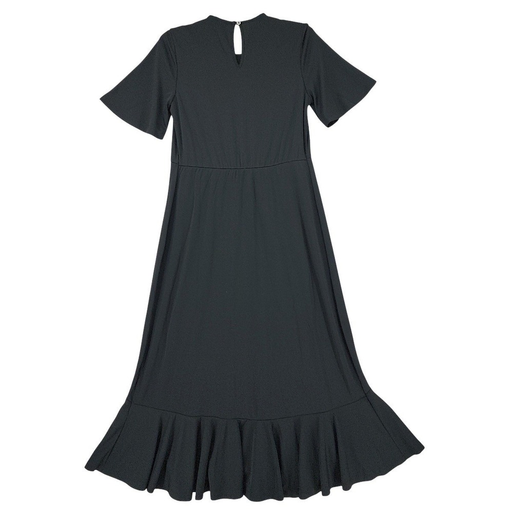 Seraphine Helena Midi Dress 6 Women Black Flounce Hem Jersey Stretch Maternity - Picture 3 of 16